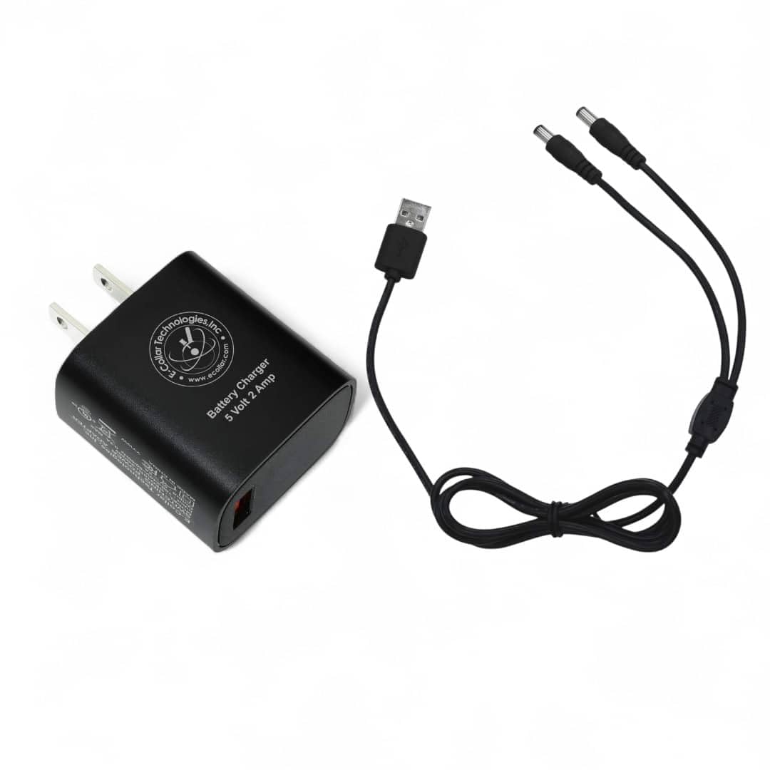 Educator Dual Lead Charger for Series ET, ME, FT, BP, PG, UL, and RX-1000 Training and Bark Collars with Round Charging Ports