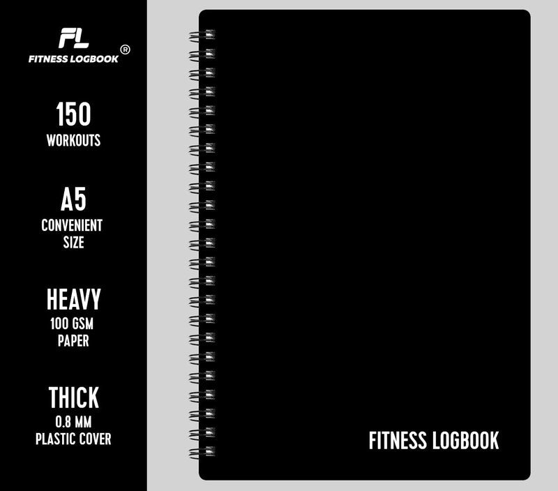 Fitness Logbook - A5 Undated Workout Journal for Men & Women | Durable Plastic Cover & Thick Paper for Tracking Weight Loss, Muscle Gain, Gym Progress