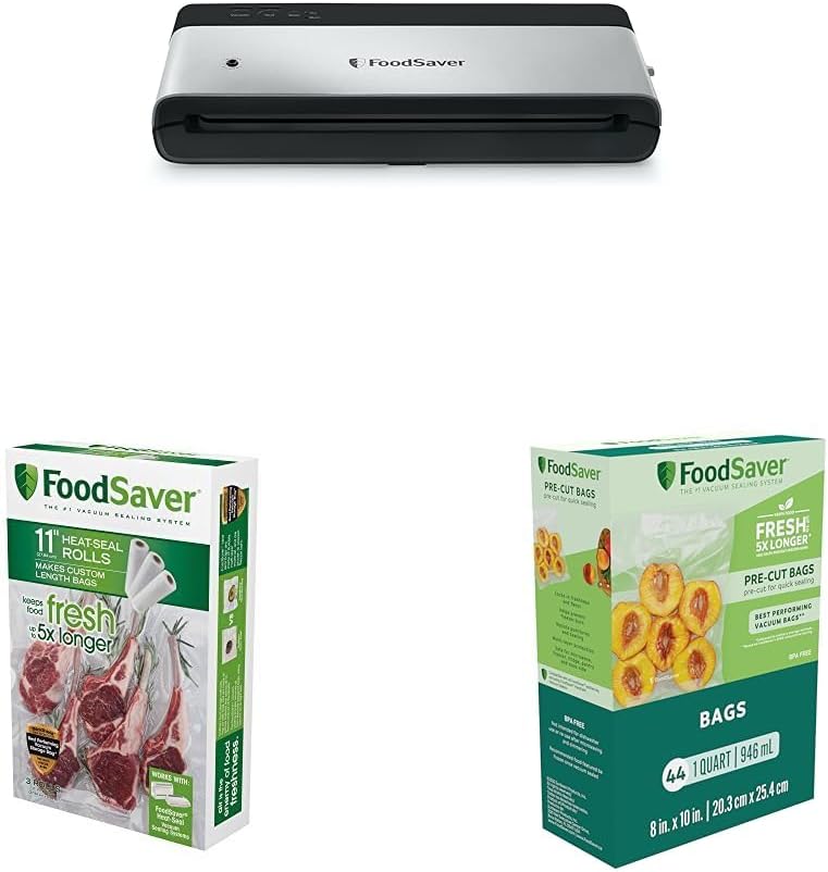 FoodSaver Vacuum Sealing Machine - Airtight Food Storage & Sous Vide | 44 Quart Precut Bags