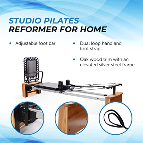 Stamina Whole Body Resistance Padded Pilates Reformer Workout System with 4 Intensity Bands for At Home Workouts, Black