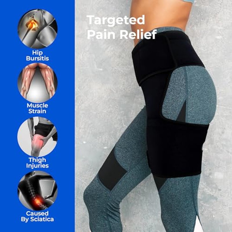 Hip Brace, Sciatica Pain Relief Devices, Hip Brace for Women Men, Hips Pain Relief, Thigh Compression Sleeve, Sciatic Nerve Braces, Suitable for Sciatic Nerve, Groin, Thigh, Hamstring