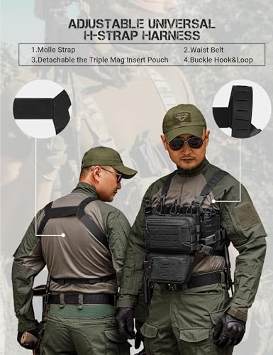 VOTAGOO Chest Rig-Tactical Chest Rig，Molle Modular Micro Fight Chest Rigs Adjustable&Detachable with 5.56/7.62 Magazine Pouch