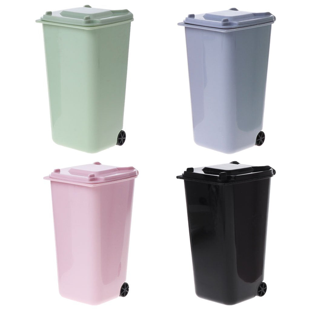 Wheelie Trash Can Pen Holder Storage Bin Desktop Organizer Garbage Bucket Trash Can Kitchen 13 Gallon