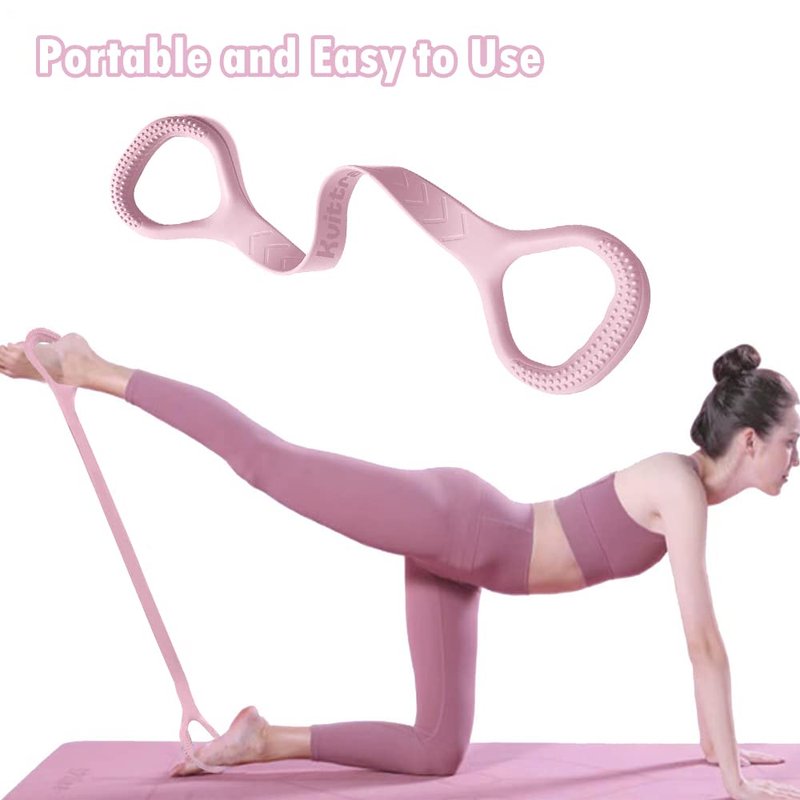 Kvittra Figure 8 Resistance Band with Yoga Ring, Arm Back Shoulder Exercise Elastic Rope Stretch Fitness Band, Foot, Leg, Hand Stretcher, Arm Exerciser for Yoga Pilates Stretching Physical Therapy