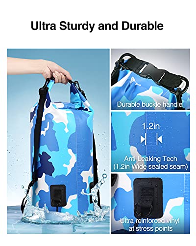 Luxtude Waterproof Dry Bag Backpack, 5L Roll Top Portable Dry Sack Waterproof Bag with Phone Case, Floating Waterproof Dry Bag for Kayaking, Swimming, Boating, Surfing, Hiking, Beach etc.