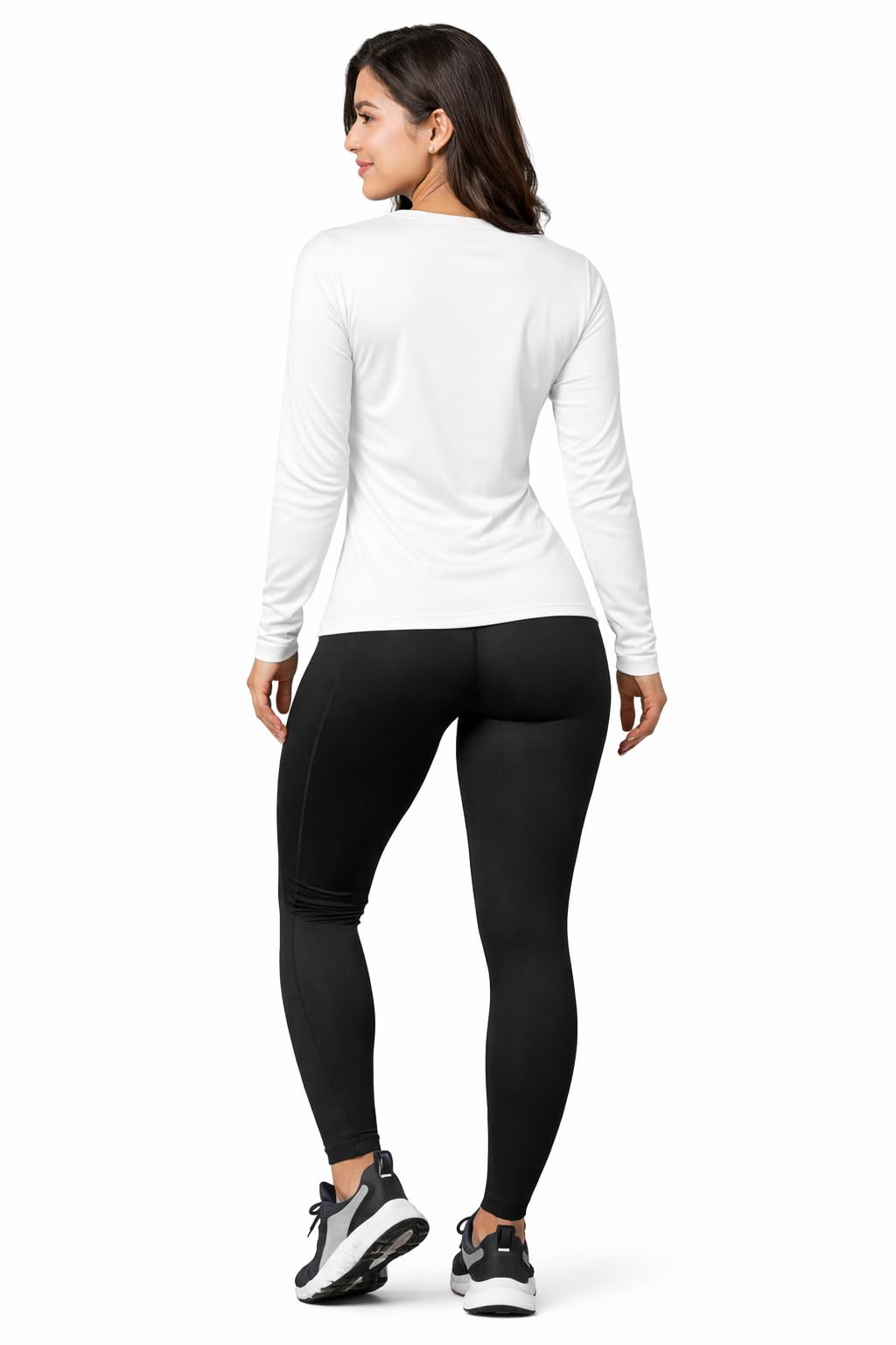 Opna Women's Long Sleeve Athletic Shirts – Moisture Wicking Dry Fit Workout Tops WHITE-M