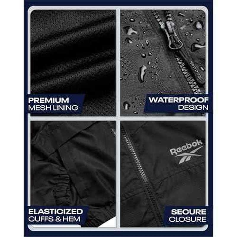 Reebok Womens Windbreaker Jacket - Lightweight Water and Wind Resistant Outdoor Hooded Rain Coat for Running (Sizes: S-XL)