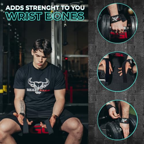 BEAST RAGE Lifting Straps for Weightlifting, Weight Lifting Straps Gym Power Workouts Lifting Wrist Straps Padded Cotton Men Women Support Lifters Deadlift Straps Hard Pull Exercise Straps