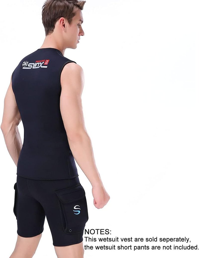 Men's 3mm Neoprene Wetsuit Vest - Premium Sleeveless Top for Surfing, Canoeing & Scuba Diving