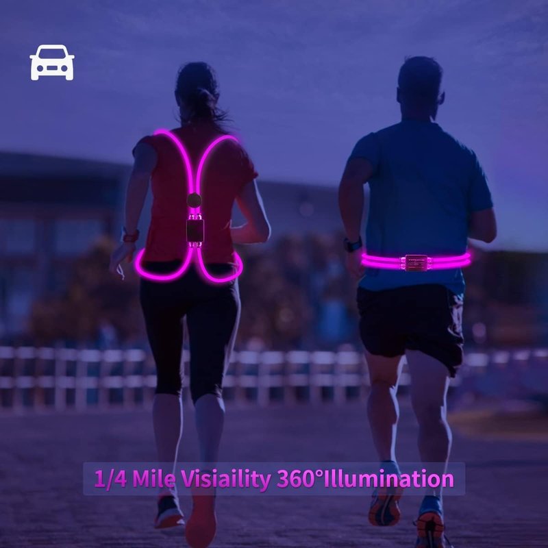 esonstyle LED Reflective Vest, Safety USB Rechargeable Running Vest for Men or Women, Three Light Modes, Waterproof LED Light Vest for Running, Cycling or Walking