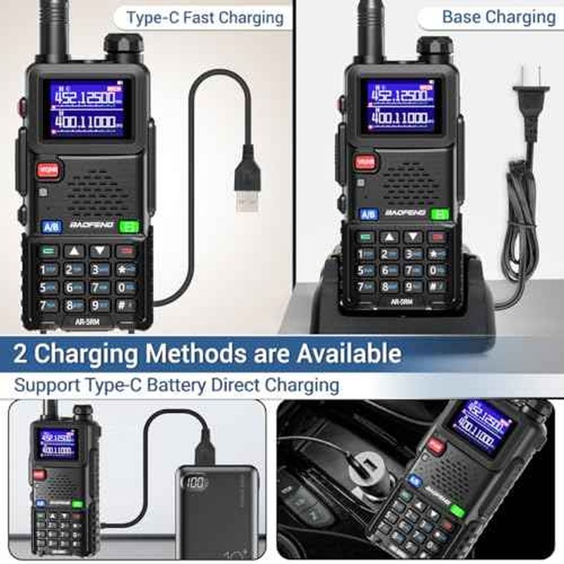 BAOFENG Ham Radio 5RM 10W High Power Long Range Handheld AR-5RM Two Way Radio NOAA Weather Receiver Rechargeable Walkie Talkies K5PLUS DTMF Copy Frequency NOAA 999CH with USB Charging 771 Antenna