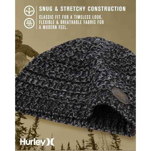 Hurley Men's Winter Hat - Loose Knit Marled Beanie