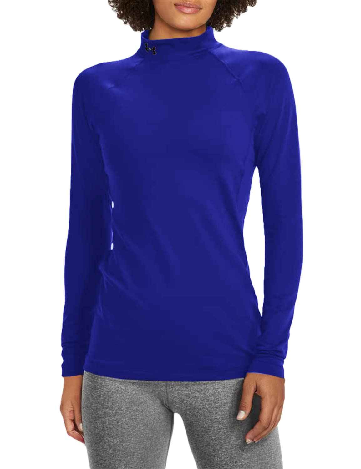 Under Armour Womens Authentics Mock Neck T-Shirt, Royal (400)/Black, Medium