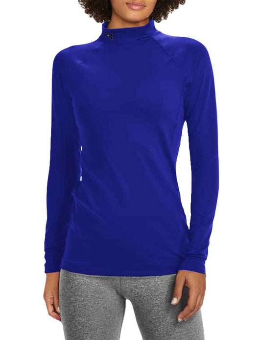Under Armour Womens Authentics Mock Neck T-Shirt, Royal (400)/Black, Medium