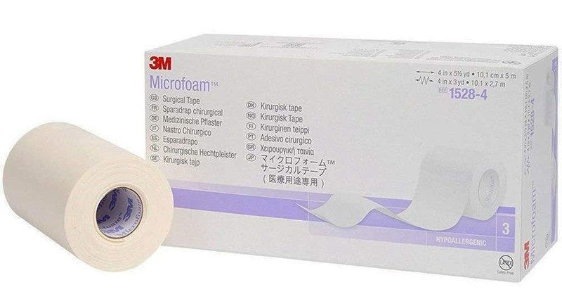 3M Microfoam Surgical Tape 4" x 5 1/2 yds 3M 15284 Single Roll