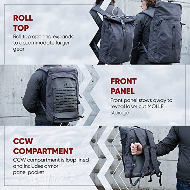 Vertx Ardennes Mens Tactical Backpack Medium Molle Laptop Rucksack for Travel, Work, Outdoor Utility Gear Bag, Canvas, Rover Ash Grey