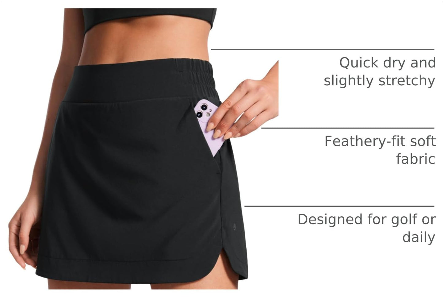 CRZ YOGA High Waisted Dolphin Golf Skirt Black Medium