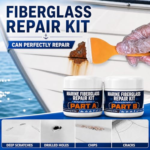 Marine Fiberglass Repair Kit with Waterproof Epoxy & Gelcoat for Boats