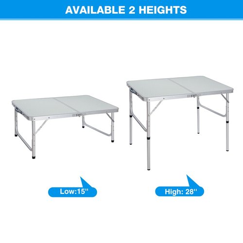 REDCAMP Folding Camping Table, 3ft Portable Aluminum Outdoor Folding Table Camp Table Adjustable Height Lightweight for Picnic Cooking Beach
