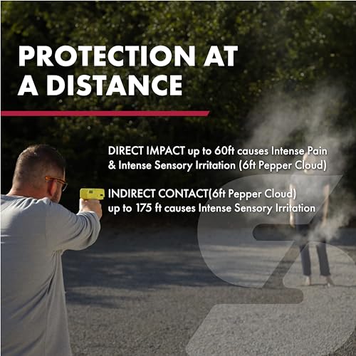 SABRE Home Defense Pepper Projectile Launcher, Large Size with (7) 0.68 Cal. Projectiles - 40% More Stopping Power for Extra Home Protection, 6.89”W x 8.56”H, and Made in USA SABRE Pepper Gel Canister