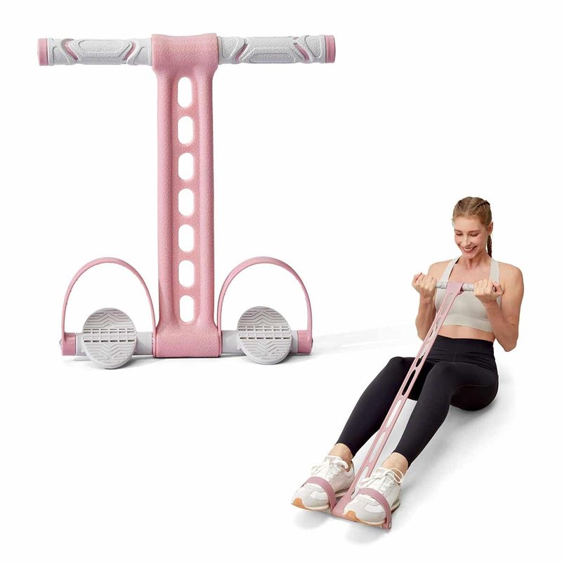 YOTTOY Pedal Resistance Band, Thick Elastic Tension Rope with Handles, Sit-Up Pull Rope Fitness Equipment for Leg, Arm, Abs, Waist, Home Gym & Yoga Training for Women & Men (Pink, 45 pounds)