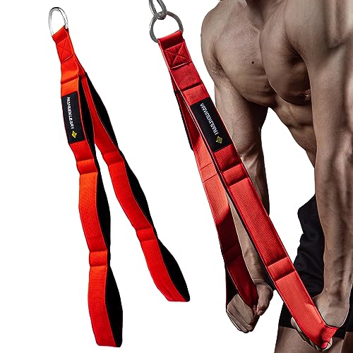 MANUEKLEAR Tricep Rope Cable Attachment Handles, Greater Range of Motion, Tricep Pull Down Rope for Push Downs, Crunches, Facepulls for Professional Gym (Red)