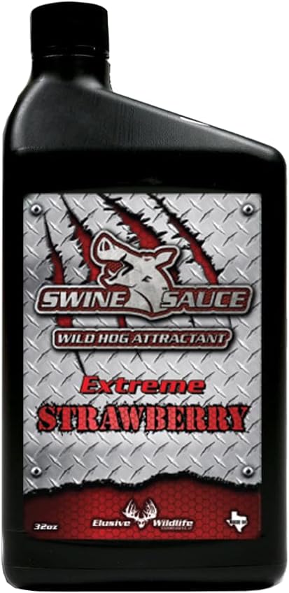 Extreme Strawberry Swine Sauce - Premium Attractant for Wild Hogs | 32 oz Concentrated Blend with Roasted Peanut & Day Old Donut