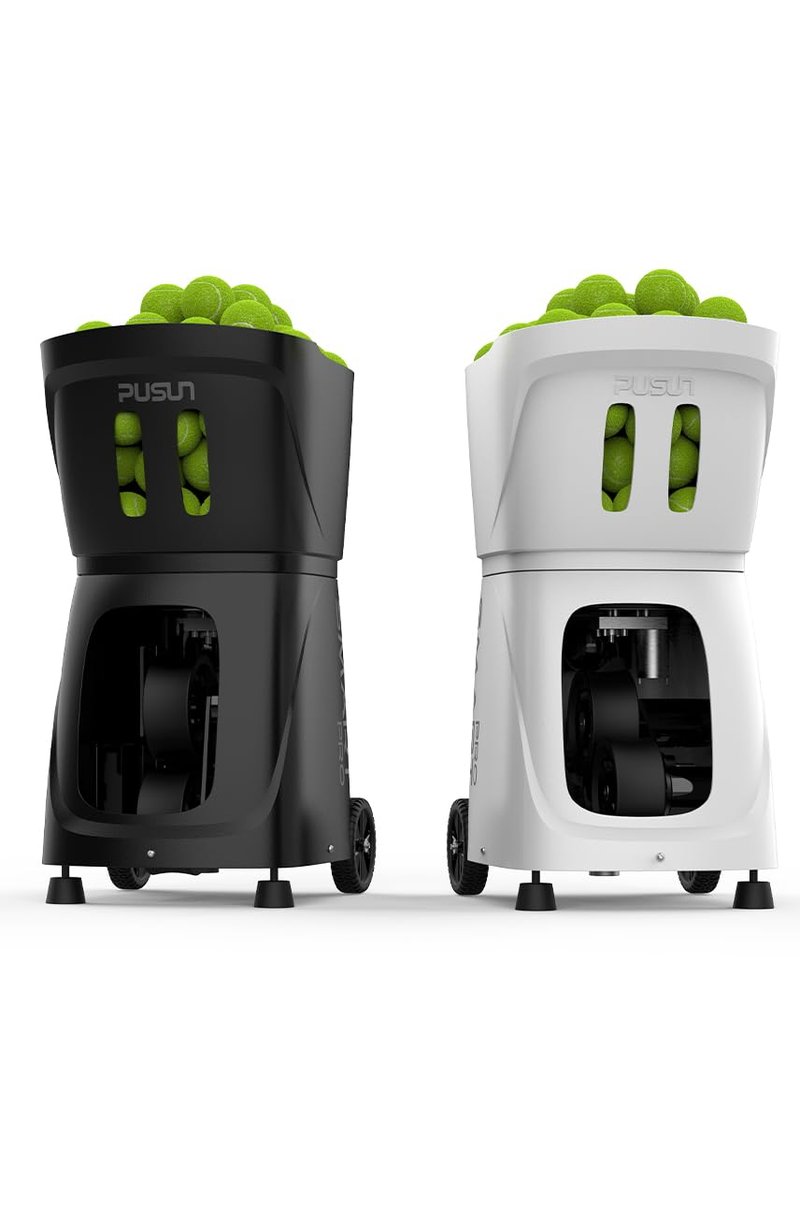 PUSUN - Smart Tennis Ball Machine PT-Smart PRO - 100+ Ball Capacity, Full APP Control, Internal Spin Serve, Ideal for Training & Matches (Black)