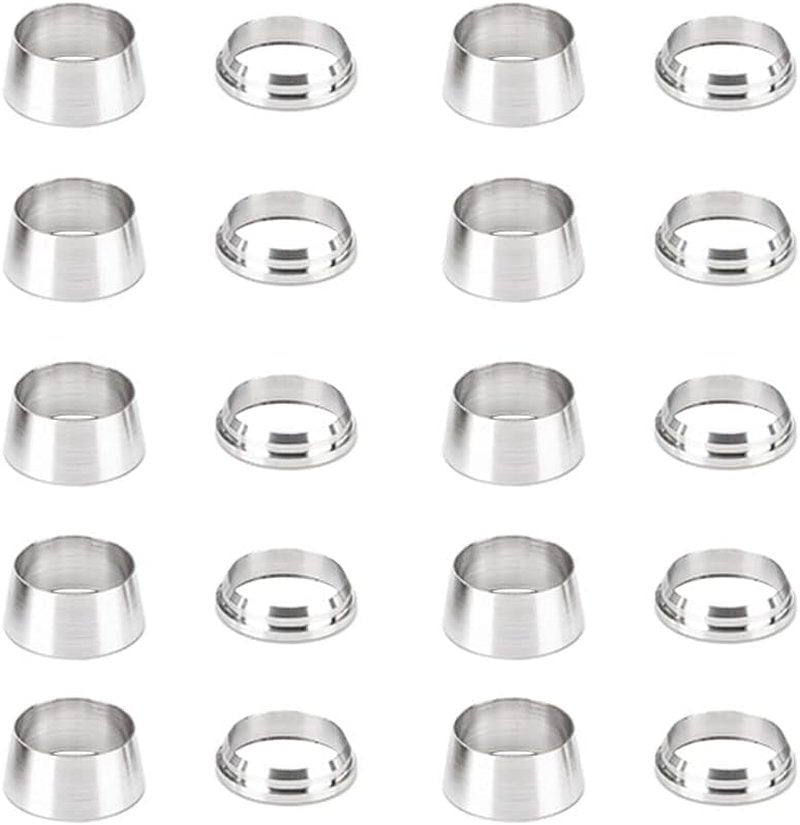 Stainless Steel 304 Compression Tube Fitting - Double Ferrule Sleeve for 3/8" Tube OD | Pack of 10 Pairs