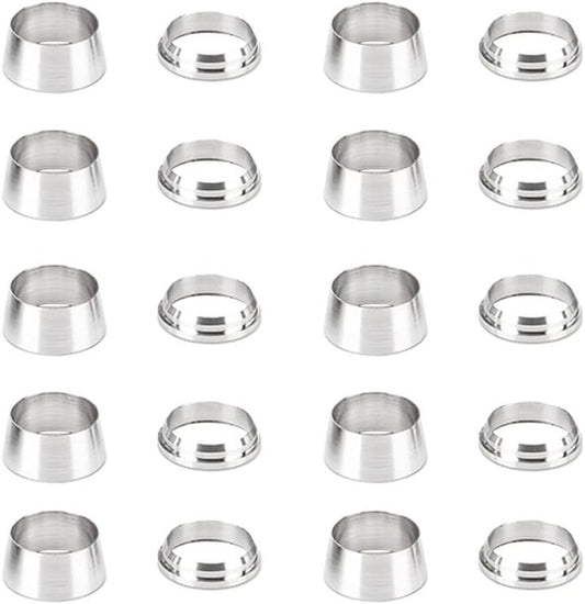 Stainless Steel 304 Compression Tube Fitting - Double Ferrule Sleeve for 3/8" Tube OD | Pack of 10 Pairs