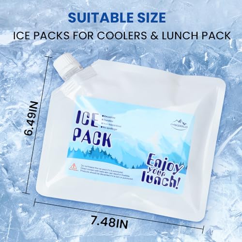 Reusable Ice Packs for Cooler- Long Lasting Cold Freezer Packs for Coolers and Lunch Boxes-Cooler Ice Packs for Camping Gear, Fishing, Road Trips,Beach Must Haves