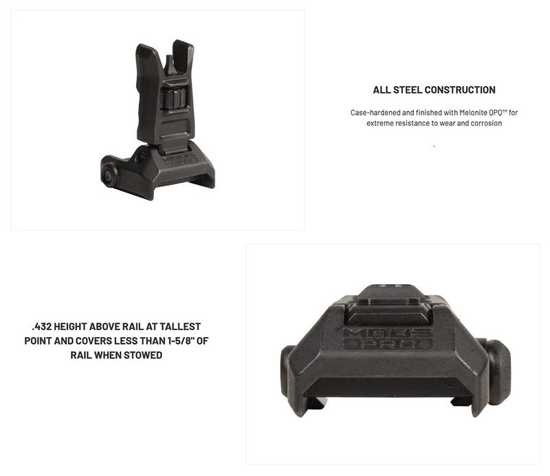 Magpul MBUS PRO Steel Backup Sights, Front Sight Black