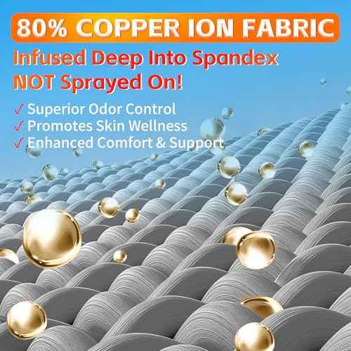 Hiball Copper Calf Compression Sleeves for Men & Women, Lower Leg Support Braces, Footless Graduated Compression Socks for Varicose Veins, Shin Splint, Lymphedema, Calf Pain Relief, Running (1 Pair)