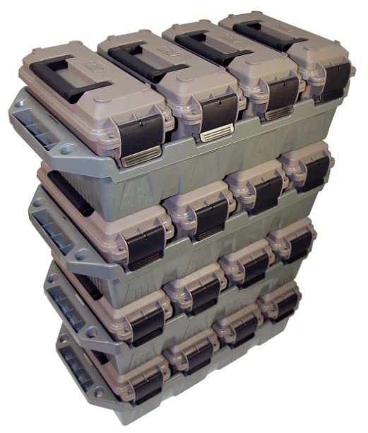 MTM AC4C 4- can Ammo Crate, Convenient size, Stackable, easy carry and transport of 30 caliber ammo, Rugged tactical carrying crate, USA Made, 23.6"L x 11.25"W x 7.5"H, Brown