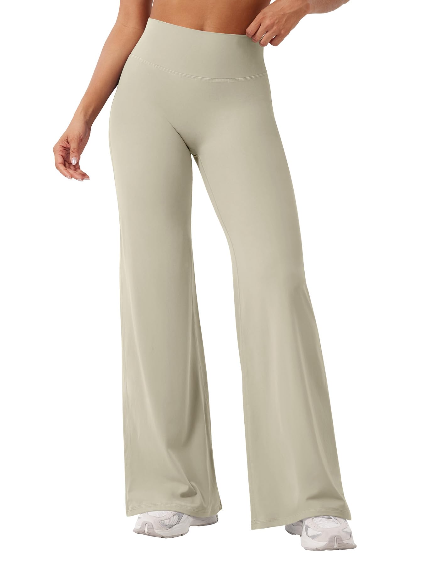 YEOREO Workout Leggings Womens No Front Seam Straight Leggings 31.5" High Waist Buttery Eddiy Gym Yoga Pants Light Sand XS