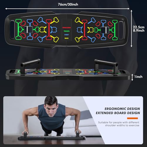 VISLIM Push Up Board, Workout Equipment Home Gym Push Up Bar, Portable Foldable 10 in 1 Multi-Function Push up Handles for Floor, Professional Push Up Strength Training Equipment (Black)