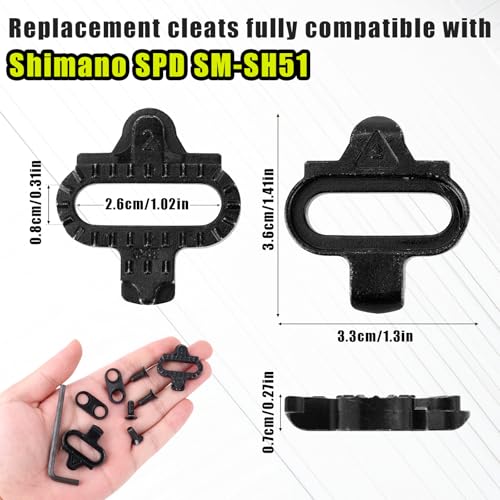 Black Bike Cleats Clips Replacement, Cycling Cleats for Indoor Cycling Spinning Biking Compatible with Shimano MTB SPD SM-SH51 and Look X-Track Pedals Parts