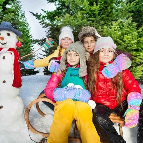 Kids Gloves Winter Toddler Mittens Girls Snow Ski Glove Waterproof Warm Sherpa with Long Cuff Snowboard Gloves