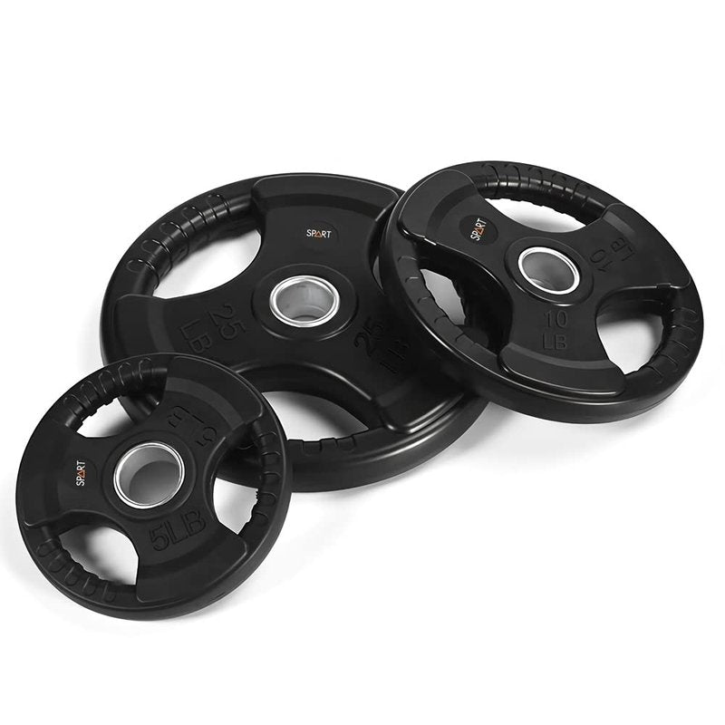 SPART Weight Plate 2-Inch Rubber Coated Olympic Grip Plate for Barbell,Solid Cast Iron Weight Plates in Pairs or Single for Strength Training,Weightlifting,Crossfit,Home Gym, 10LB, Pair