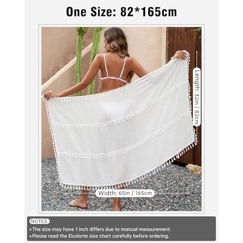 Eicolorte Sarong Cover Up Womens Beach Cover Up Bikini Bathing Suit Swimsuit Swimwear Coverup Sarong Pareo Wraps for Women