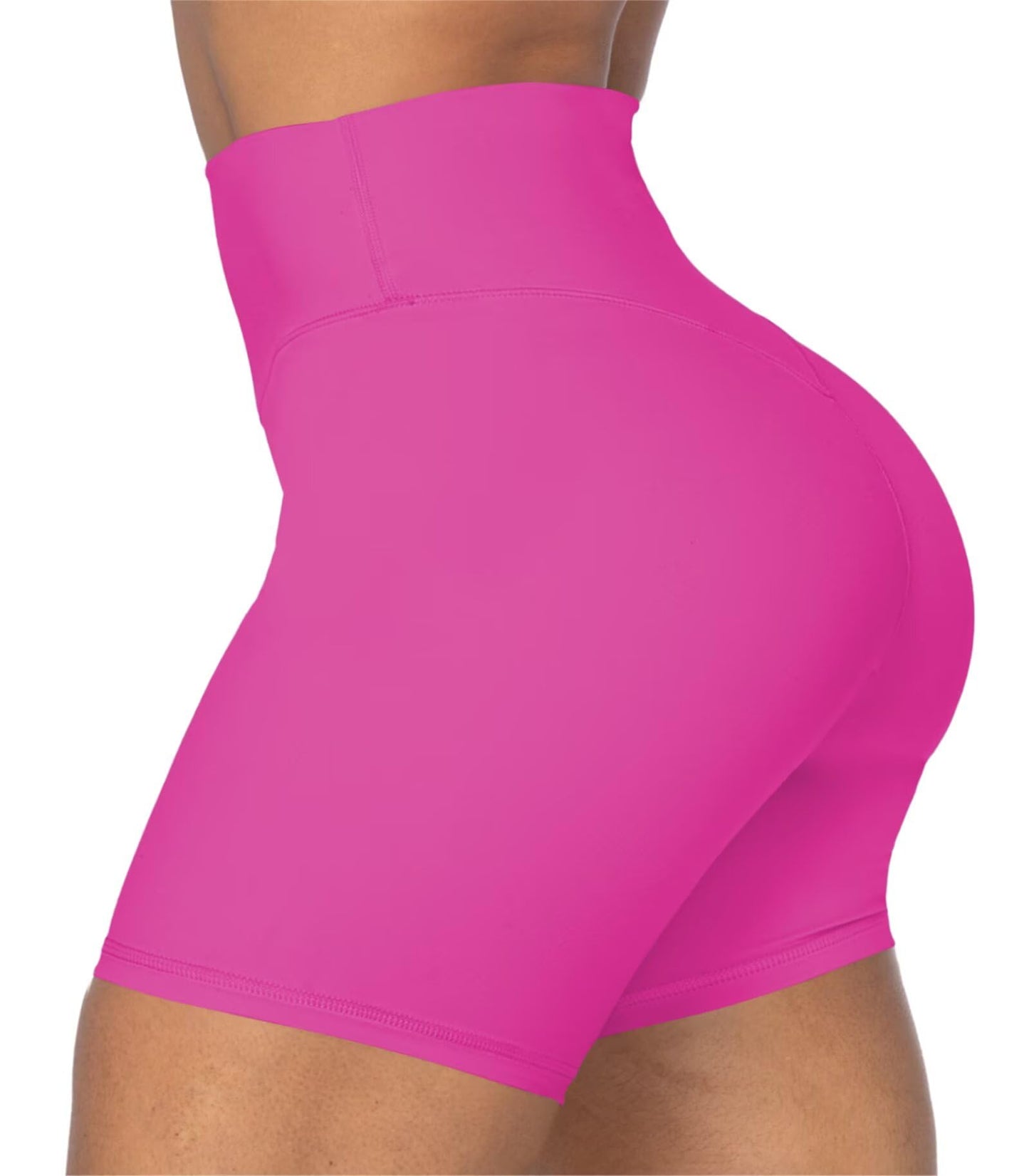 Sunzel Women's Biker Shorts in High Waist Tummy Control with No Front Seam 5" Hot Pink X-Small
