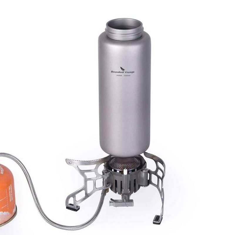 iBasingo Titanium Water Bottle 35.5oz (1050ml) Wide Mouth Lightweight Single Layer Camping Flask for Hiking, Backpacking & Outdoor Cooking Portable Durable Drinking Bottle Ti3005D