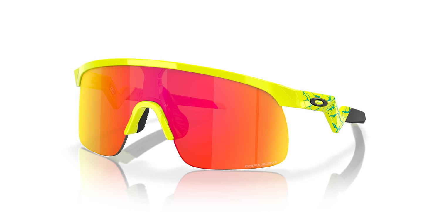 Oakley OJ9010 Resistor Rectangular Sunglasses, Inner Spark Tennis Ball Yellow/Prizm Ruby, 23 mm