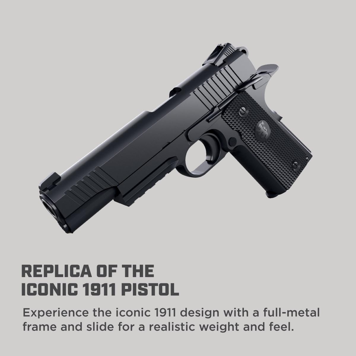 Barra Airguns 1911 Blowback BB Gun, Guns for Adults, Gas Blowback BB Pistols, CO2 Powered, .177 Caliber, 340 FPS, All Metal, Semi Auto Action, Black