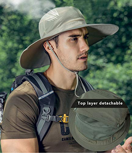 Mens Sun Hat with UV Protection Wide Brim Sun Hats for Men Waterproof Sun Hats for Fishing Hiking Camping Black