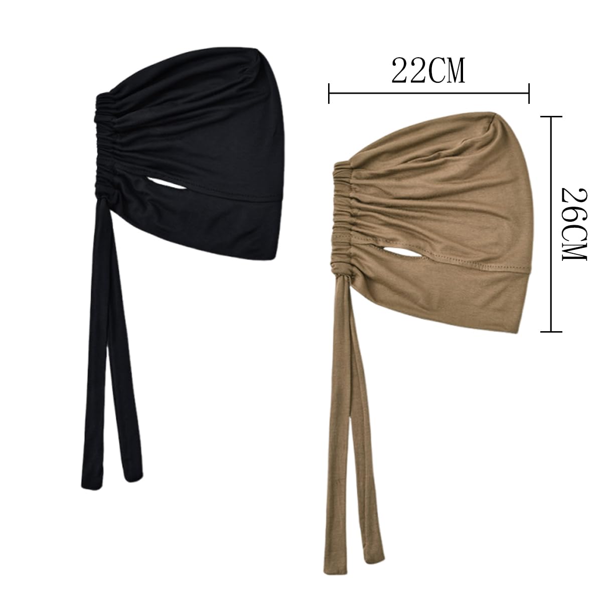 Hophor Hijab Undercaps Slouchy Beanies Cap Soft Hijab Caps Under Scarf for Women Muslim Jersey Inner Beain-Cap(Black+Khaki)