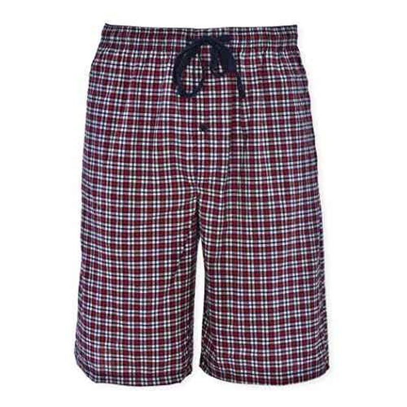 Hanes Mens 2-Pack Woven Stretch Pajama Short, Red Plaid Navy, X-Large