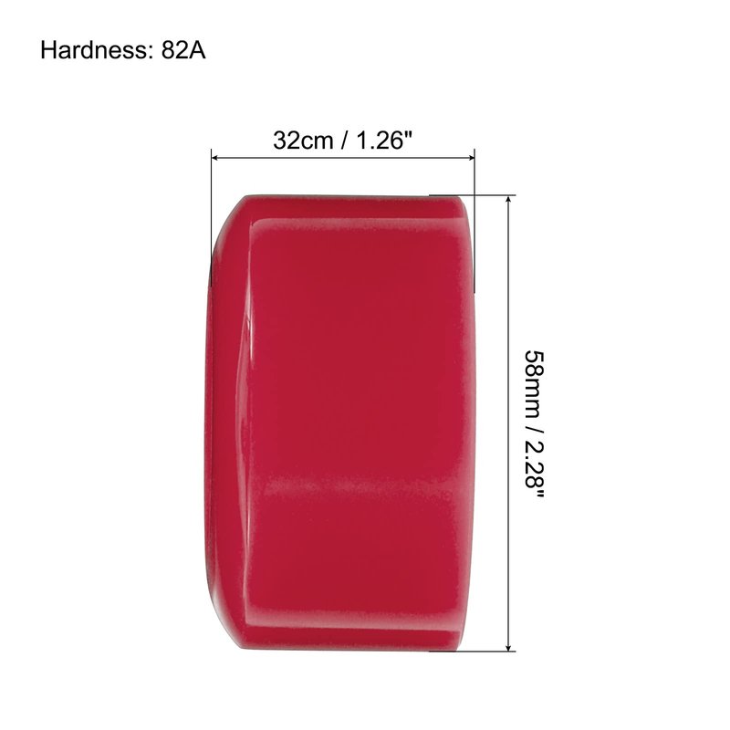 PATIKIL 32 x 58mm Roller Skate Wheels with Bearings, 2 Pack 82A Quad Skate Replacement for Double Row Skate Skateboard Indoor or Outdoor, Red