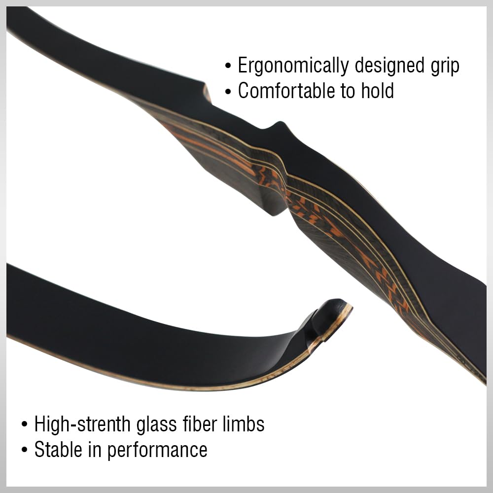 DEERACE 60" Ranger Longbow Traditional One Piece Bow, 25-60 Lbs Right Hand Wooden Hunting Bow