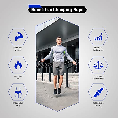 VOXLOVA Weighted Jump Rope for Men Women 1LB Heavy Jump Rope for Adult Fitness Workouts, NonSlip Aluminum Handles, Ball Bearings Premium Skipping Rope Jump Rope for Exercise Boxing Crossfit Cardio